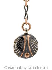 Striking Niello Sterling and Rose Gold Filled Locket and Chain, circa 1920s
