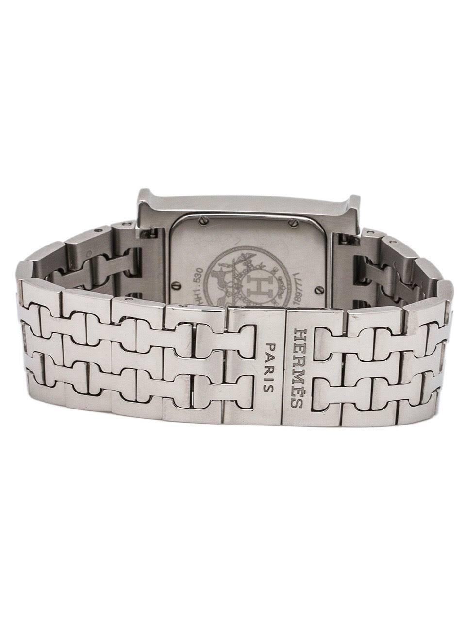 Hermes Stainless Steel Diamond Heure H ref. HH1.530 In Excellent Condition For Sale In West Hollywood, CA