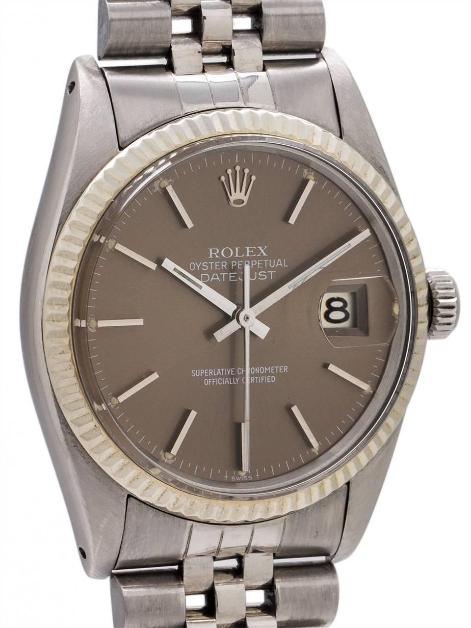 Modern Rolex Stainless Steel Datejust Self Winding Wristwatch Ref 16014 circa 1980