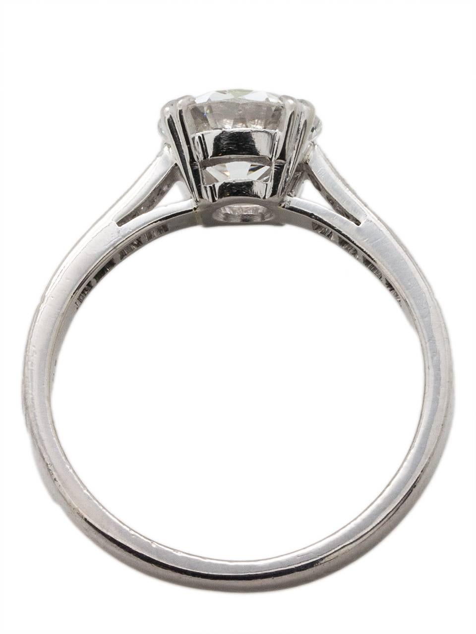 Women's Platinum Diamond Engagement Ring 1.69ct Cushion Cut F-VS2