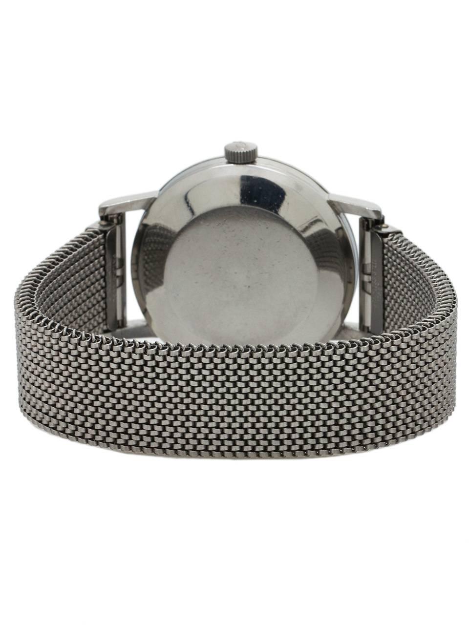 Women's or Men's IWC Sterling Silver Date Elmitex Bracelet Automatic Wristwatch circa 1960