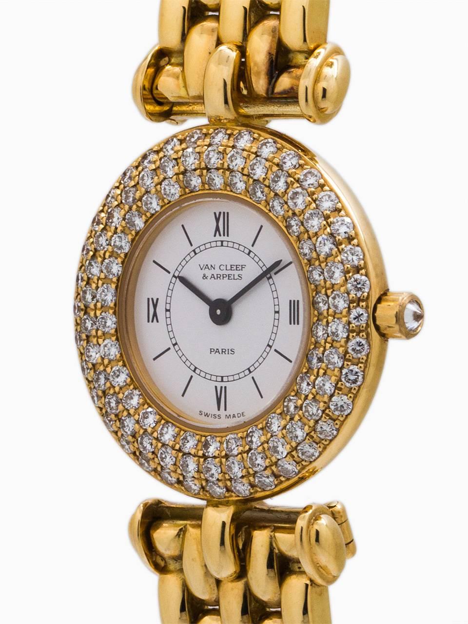 Modern Van Cleef & Arpels Ladies Yellow Gold Diamond Set Sport Model Quartz Wristwatch