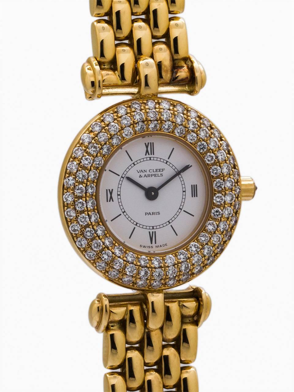 Van Cleef & Arpels Ladies Yellow Gold Diamond Set Sport Model Quartz Wristwatch In Excellent Condition In West Hollywood, CA