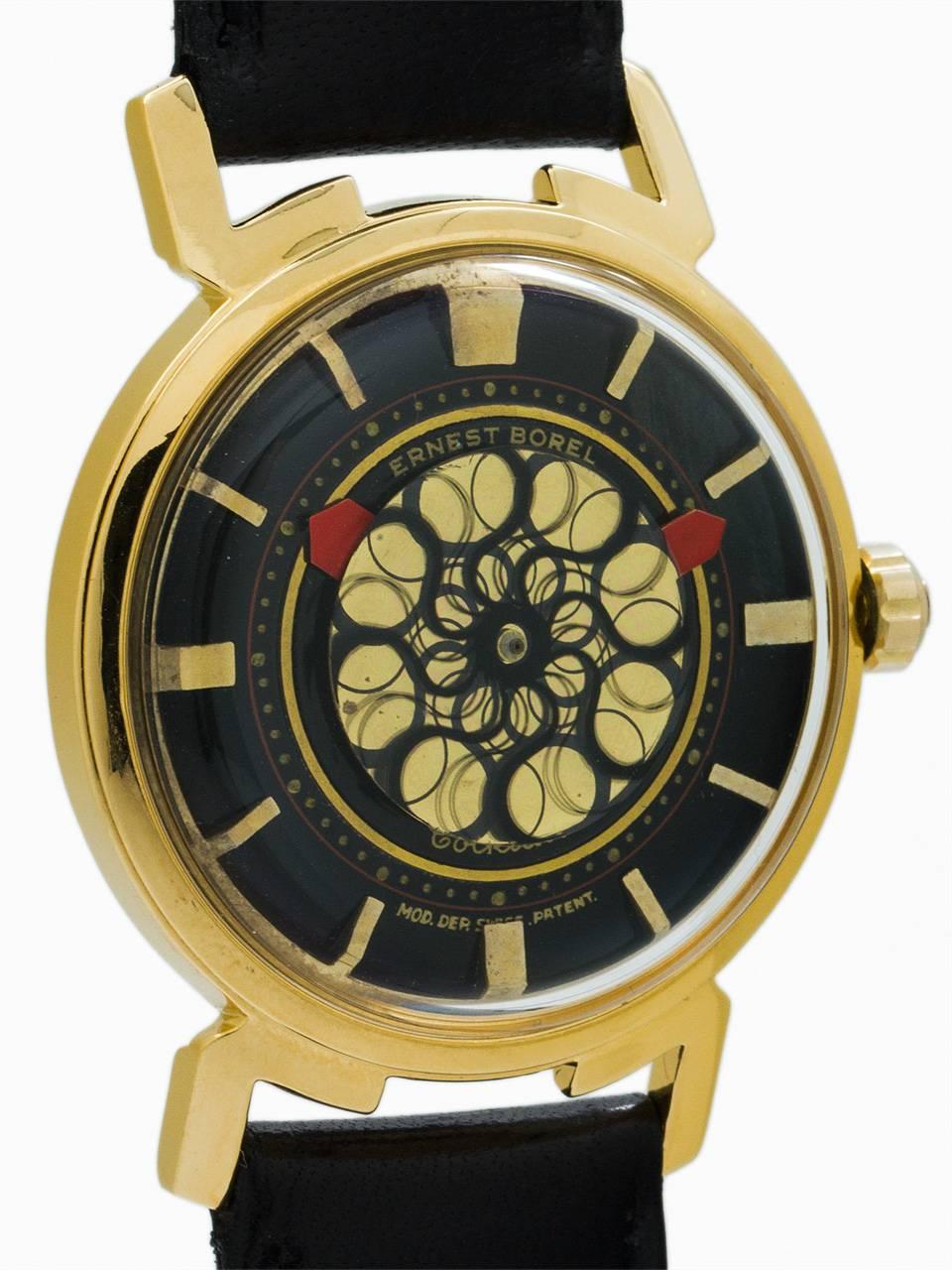 Retro Borel Yellow Gold Stainless Steel Manual Wind Cocktail Wristwatch circa 1960s