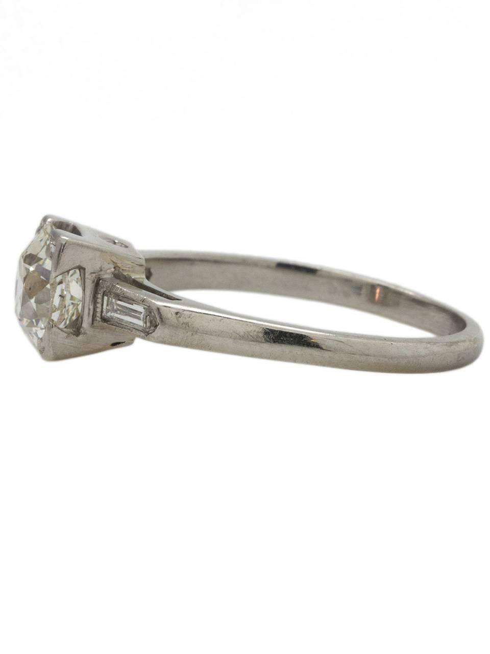 Art Deco Antique .85 Carat Old European Cut Diamond Platinum Engagement Ring circa 1930s