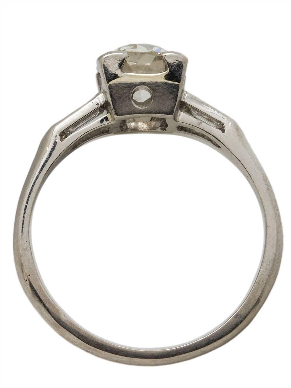 Antique .85 Carat Old European Cut Diamond Platinum Engagement Ring circa 1930s In Excellent Condition In West Hollywood, CA