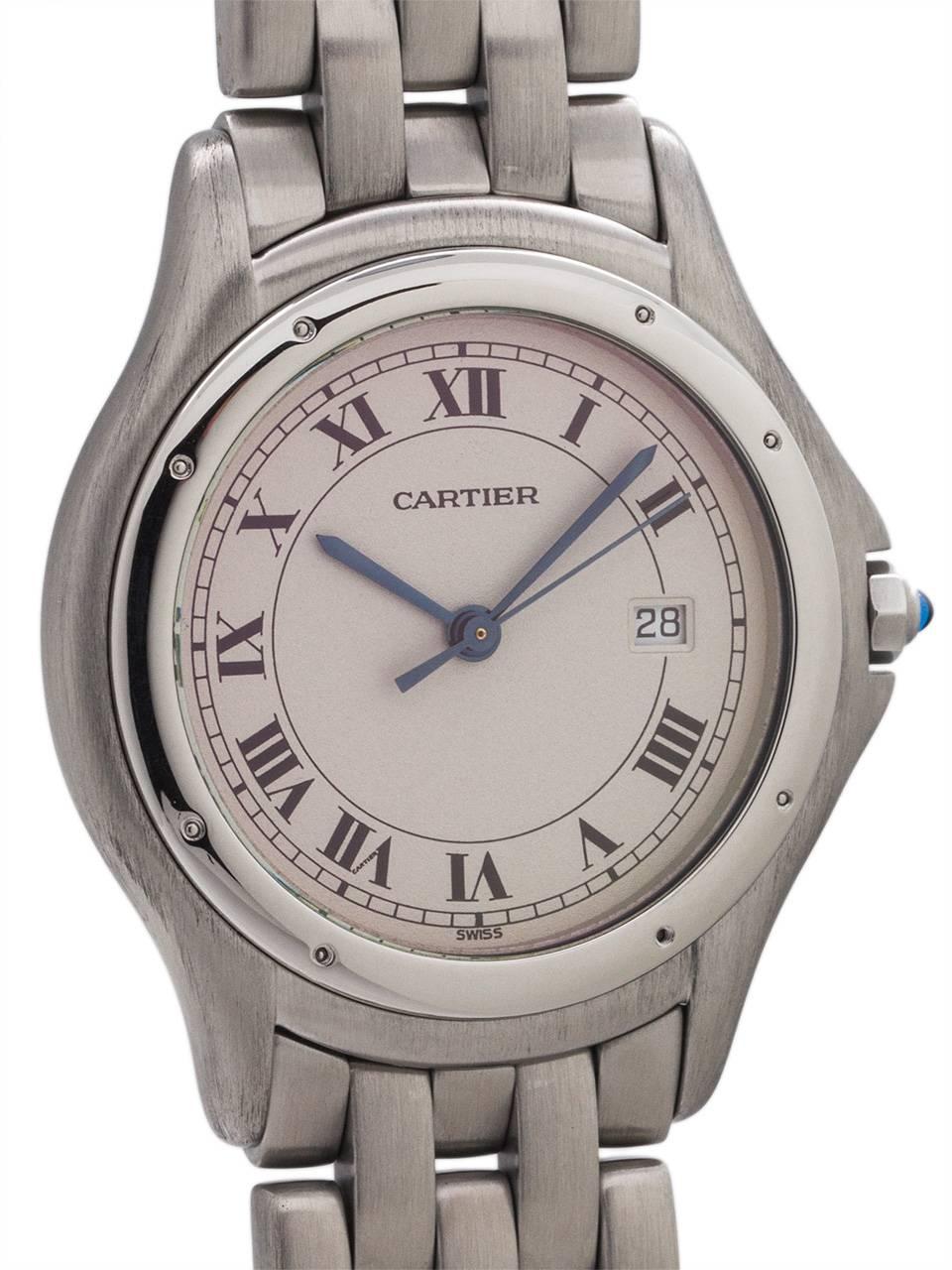 Modern Cartier Stainless Steel Cougar Quartz Wristwatch circa 1980s For Sale