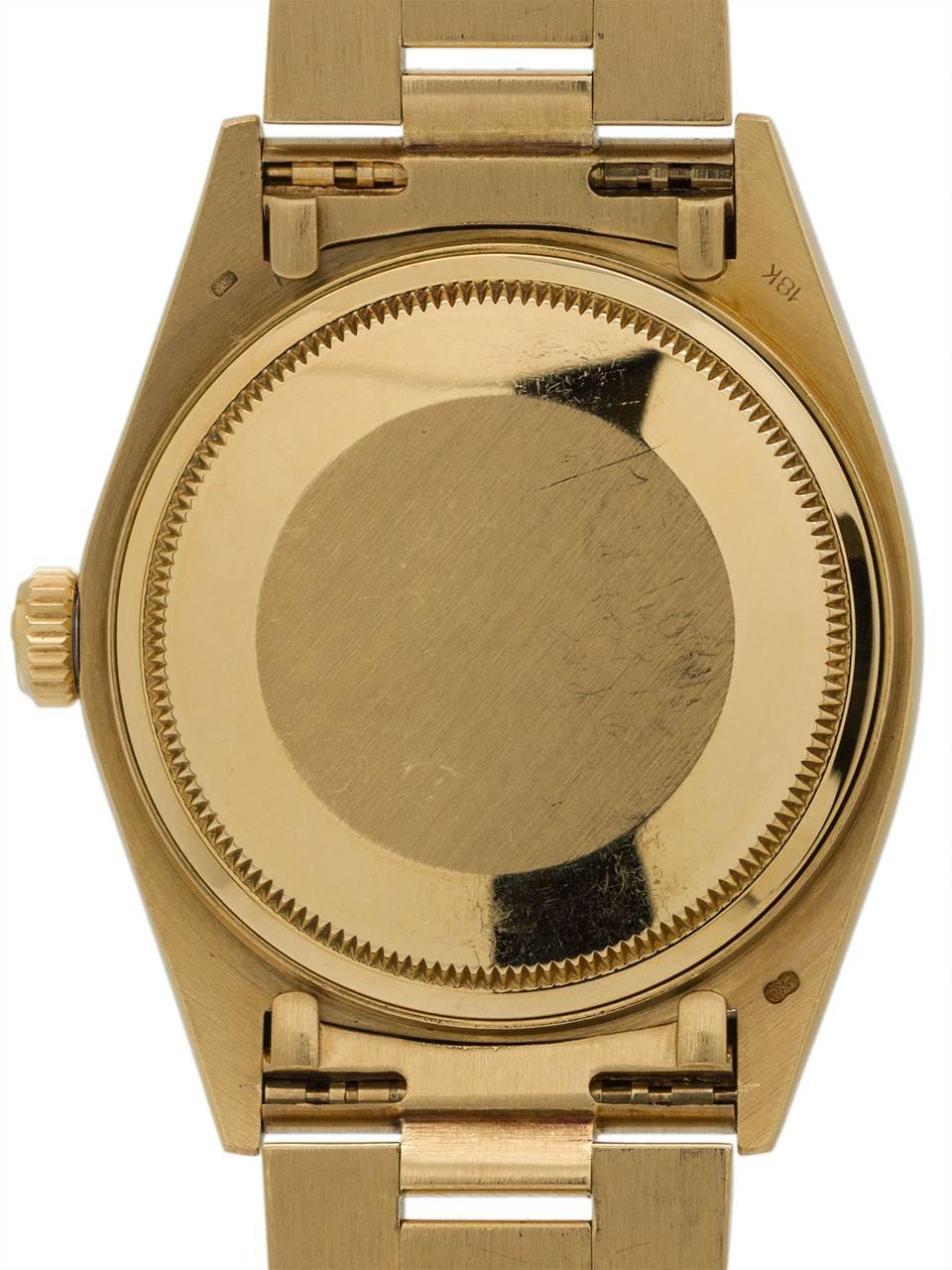 Rolex Yellow Gold Day Date President Wristwatch Model 18038, circa 1982 In Excellent Condition In West Hollywood, CA