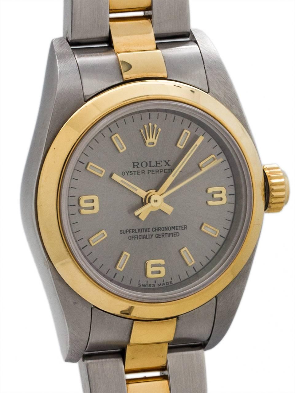 Modern Rolex Yellow Gold Stainless Steel Oyster Perpetual Explorer Wristwatch