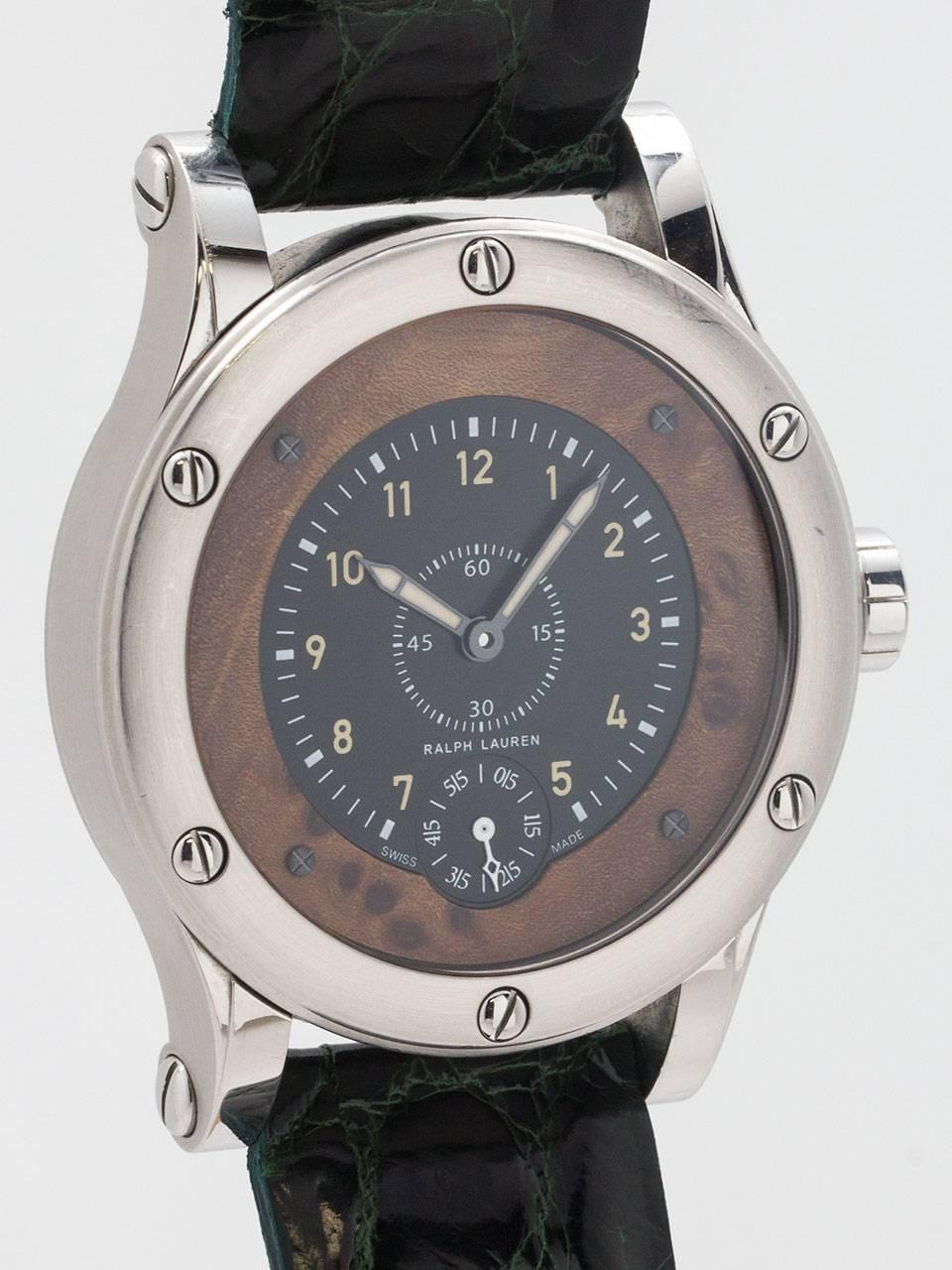 Ralph Lauren Stainless Steel Ltd Ed Sporting Automotive Manual Wristwatch, c2012 In Excellent Condition For Sale In West Hollywood, CA