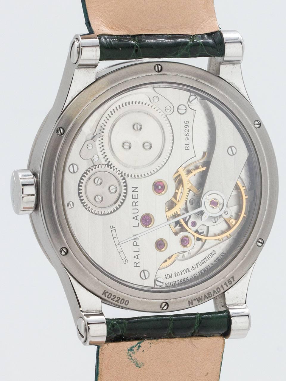 Men's Ralph Lauren Stainless Steel Ltd Ed Sporting Automotive Manual Wristwatch, c2012 For Sale
