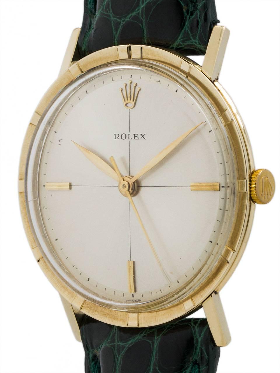 Rolex Yellow Gold Manual Wind Dress Wristwatch Model 8469, circa 1960s In Excellent Condition In West Hollywood, CA