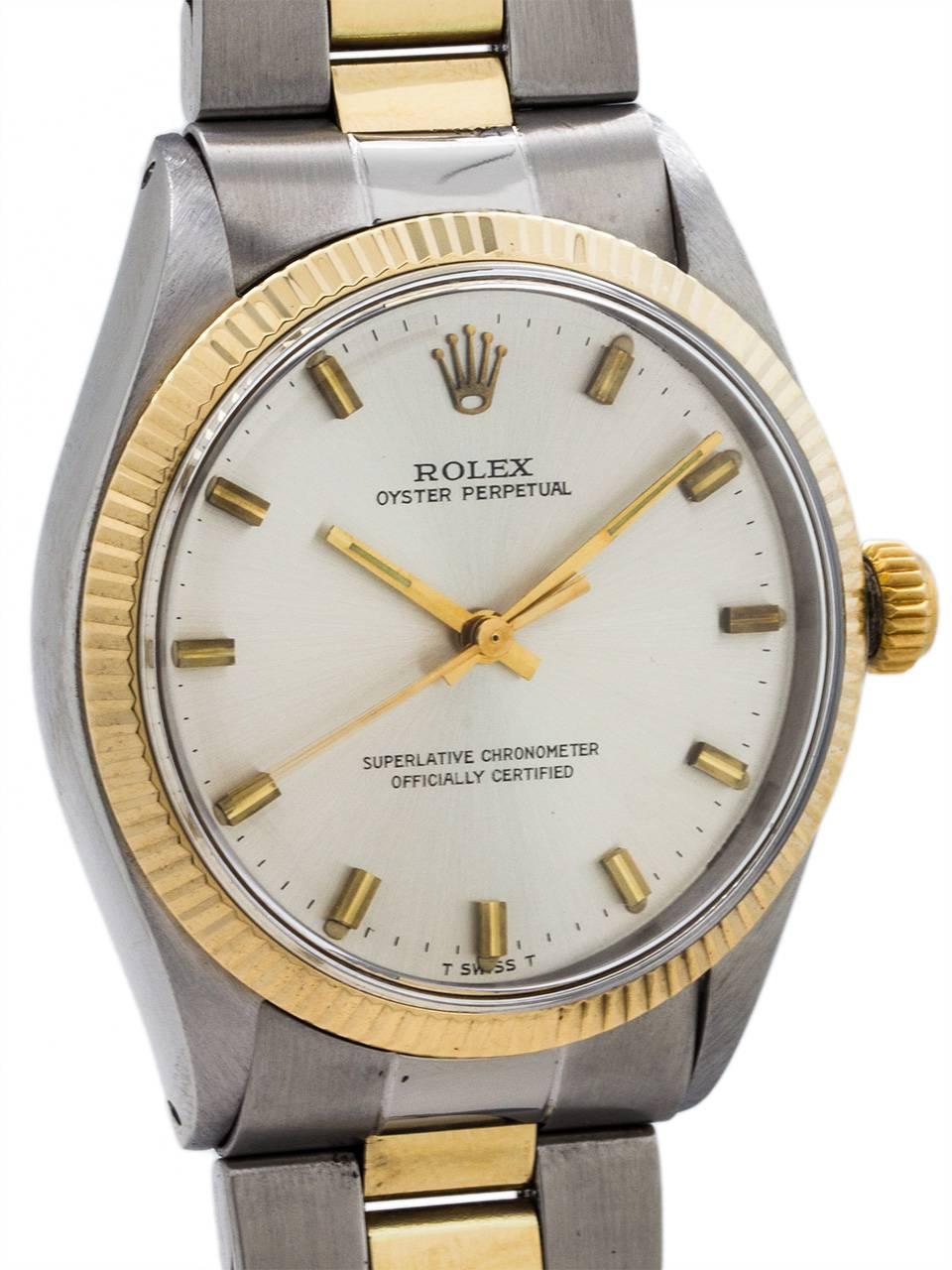 Modern Rolex Yellow Gold Stainless Steel Oyster Perpetual Wristwatch, circa 1971