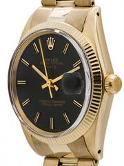 Rolex Yellow Gold Oyster Perpetual Date Army Green Wristwatch, circa 1966