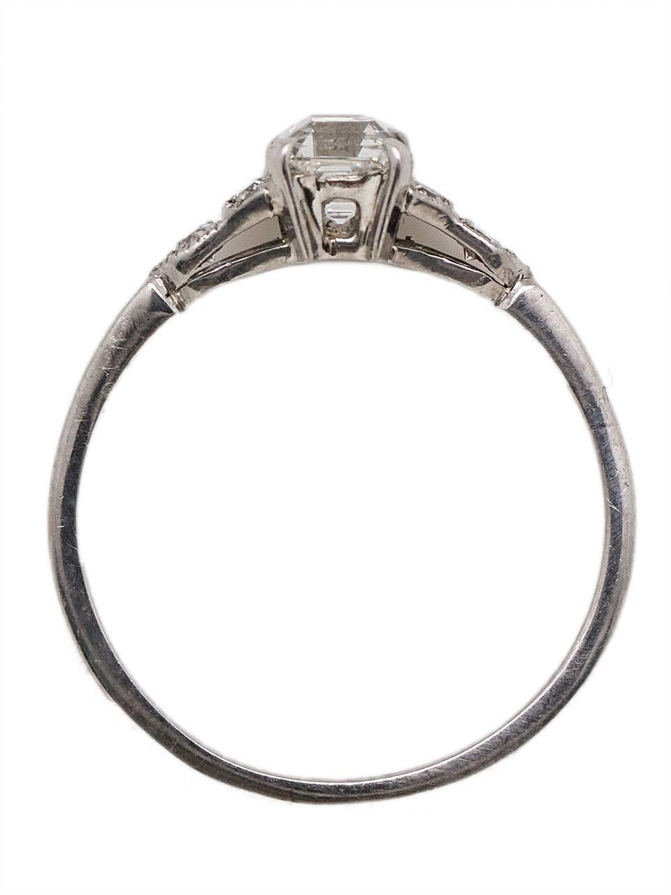 Art Deco 1930s 0.63 Carat Asscher Cut D/VS1 Diamond Engagement Ring Platinum