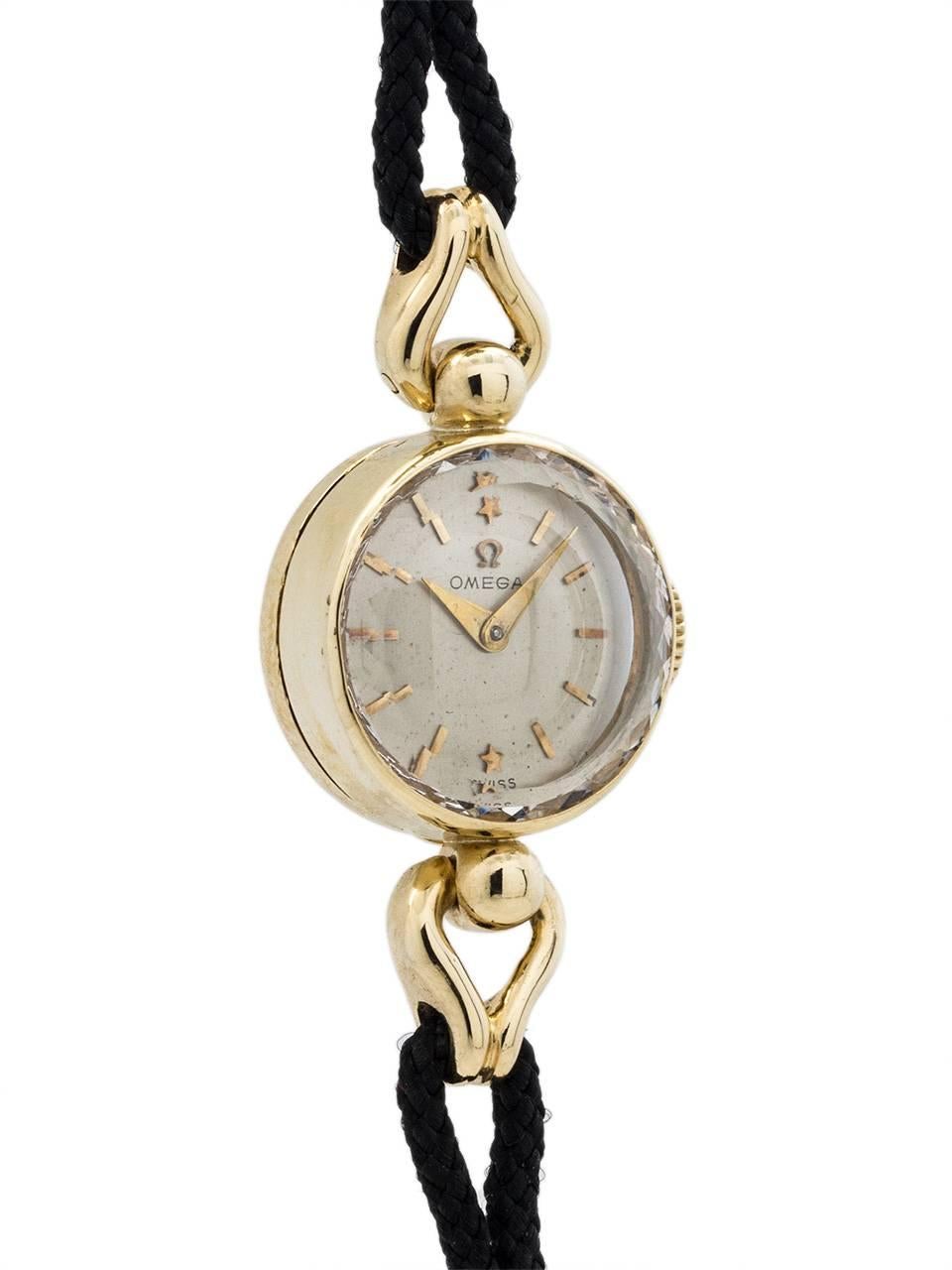 Modern Omega Ladies Yellow Gold Manual Wind Wristwatch, circa 1950s For Sale