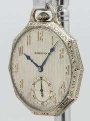 Hamilton White Gold Dress Pocket Watch, circa 1929