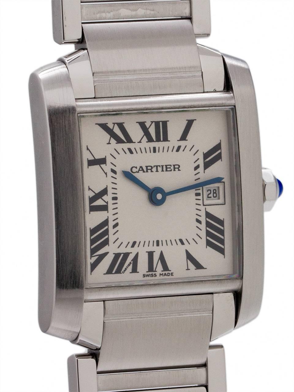 Modern Cartier Stainless Steel Tank Francaise Midsize Quartz Wristwatch, circa 2000