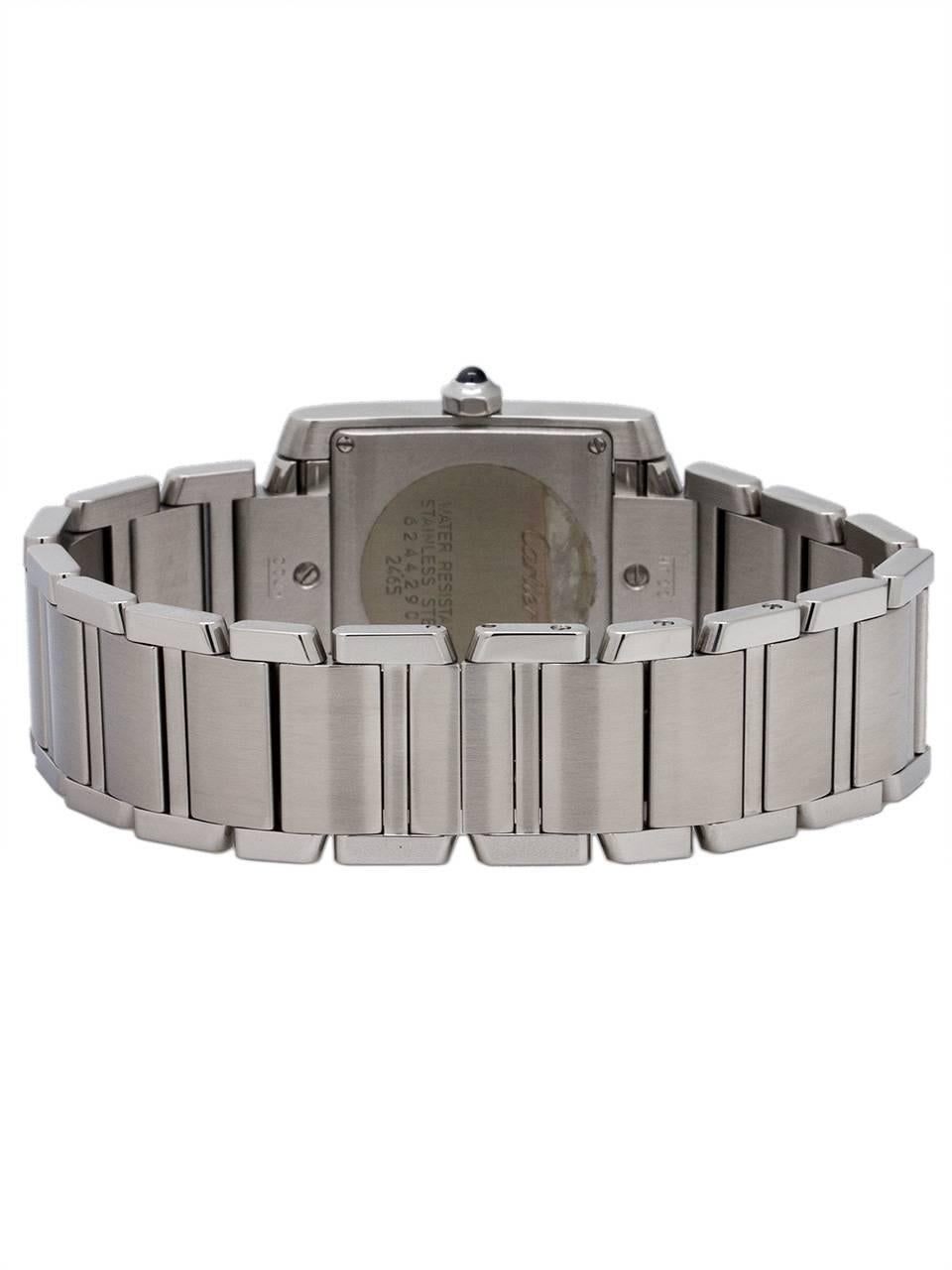 Cartier Stainless Steel Tank Francaise Midsize Quartz Wristwatch, circa 2000 In Excellent Condition In West Hollywood, CA
