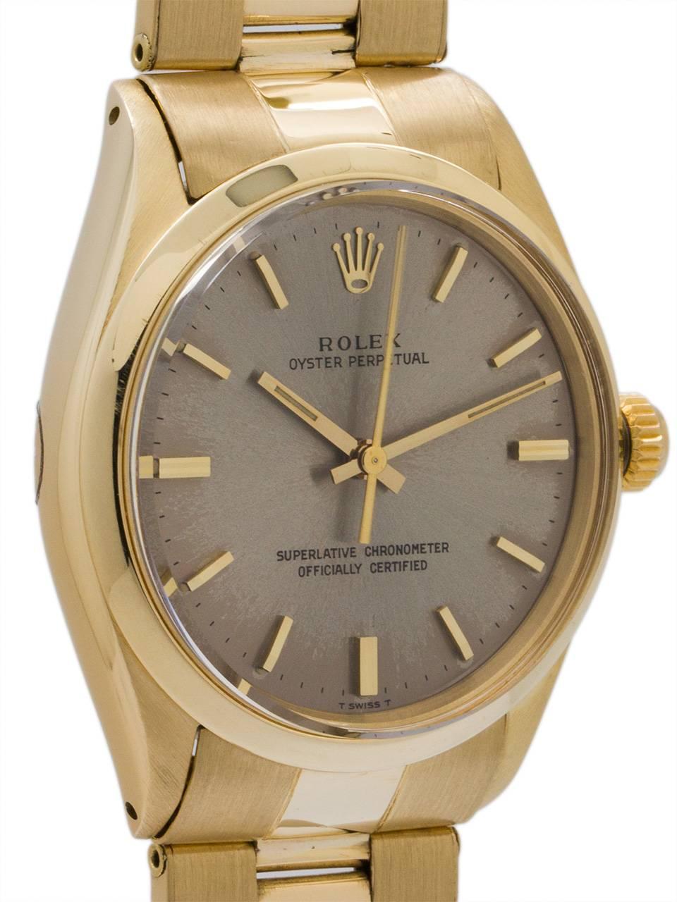 Modern Rolex Yellow Gold Oyster Perpetual Wristwatch Ref 1005, circa 1964