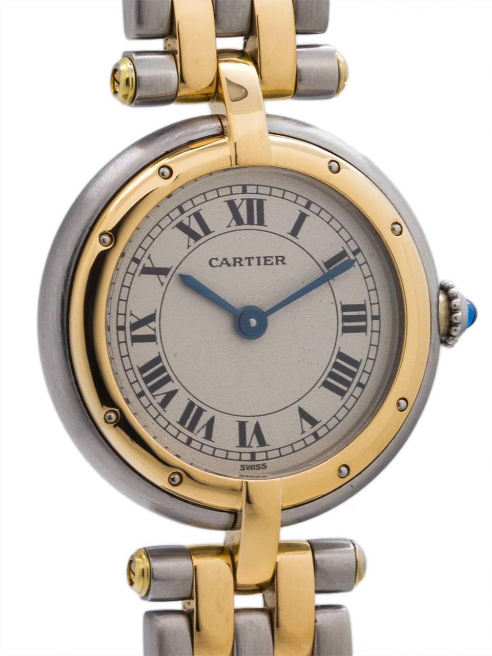Modern Cartier Ladies Yellow Gold Stainless Steel Vendome Panther Quartz Wristwatch