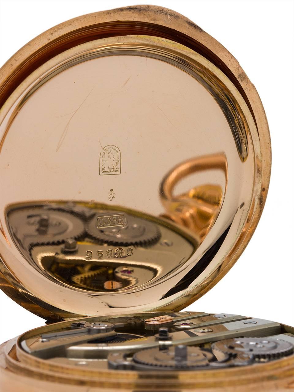 Henry Moser Yellow Gold Hunting Case Pocket Watch, circa 1900 In Excellent Condition In West Hollywood, CA