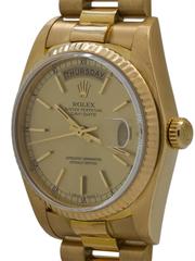 Rolex Yellow Gold Day Date President Wristwatch Ref 18038, circa 1982