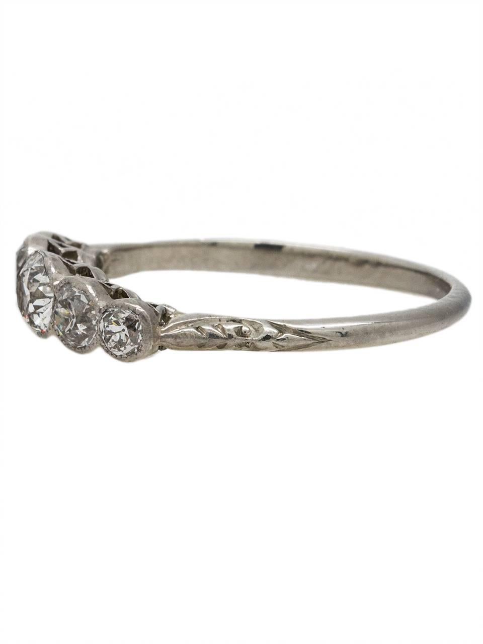 Edwardian Platinum Diamond Band 0.60 Carat Old European Cuts, circa 1910s In Excellent Condition For Sale In West Hollywood, CA