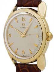 Omega Yellow Gold Stainless Steel Oversize Dress Model Automatic Wristwatch