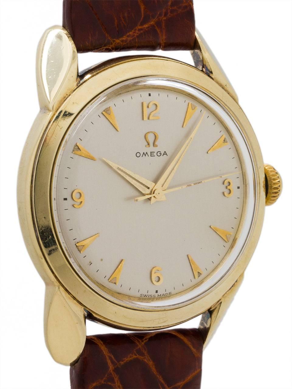 Retro Omega Yellow Gold Stainless Steel Oversize Dress Model Automatic Wristwatch For Sale