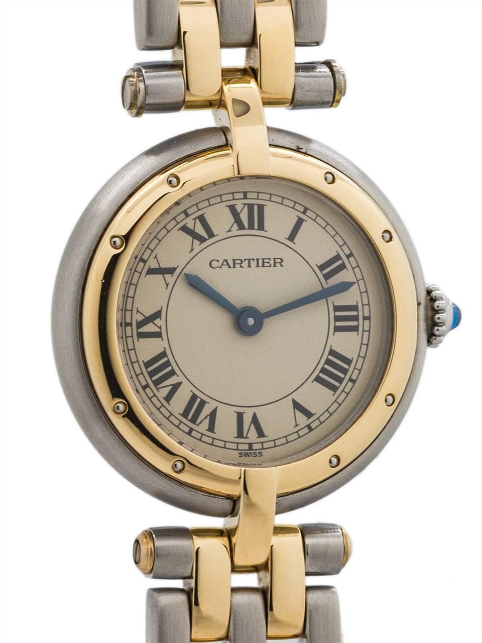 Cartier Ladies yellow gold stainless steel Vendome Panther quartz wristwatch In Excellent Condition In West Hollywood, CA