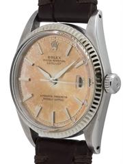 Rolex Stainless Steel Datejust automatic Tropical Peach Wristwatch, circa 1963