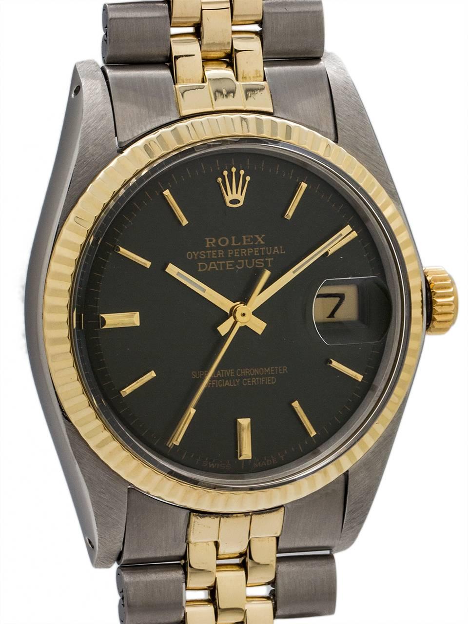 Rolex yellow gold stainless steel Datejust self winding wristwatch, circa 1972 In Excellent Condition In West Hollywood, CA