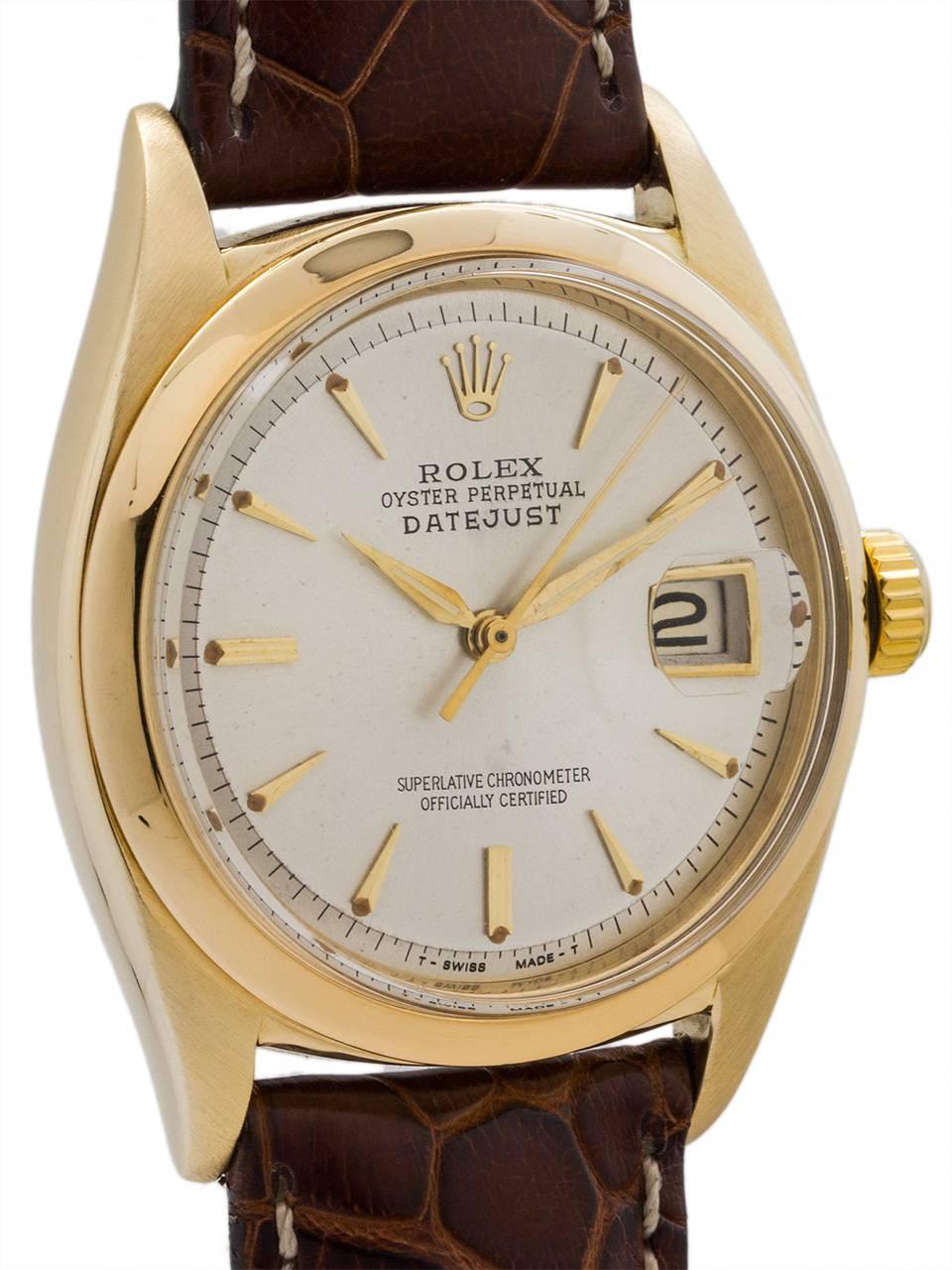 Rolex Yellow Gold Datejust Self Winding Wristwatch Ref 1601, circa 1962 In Excellent Condition In West Hollywood, CA