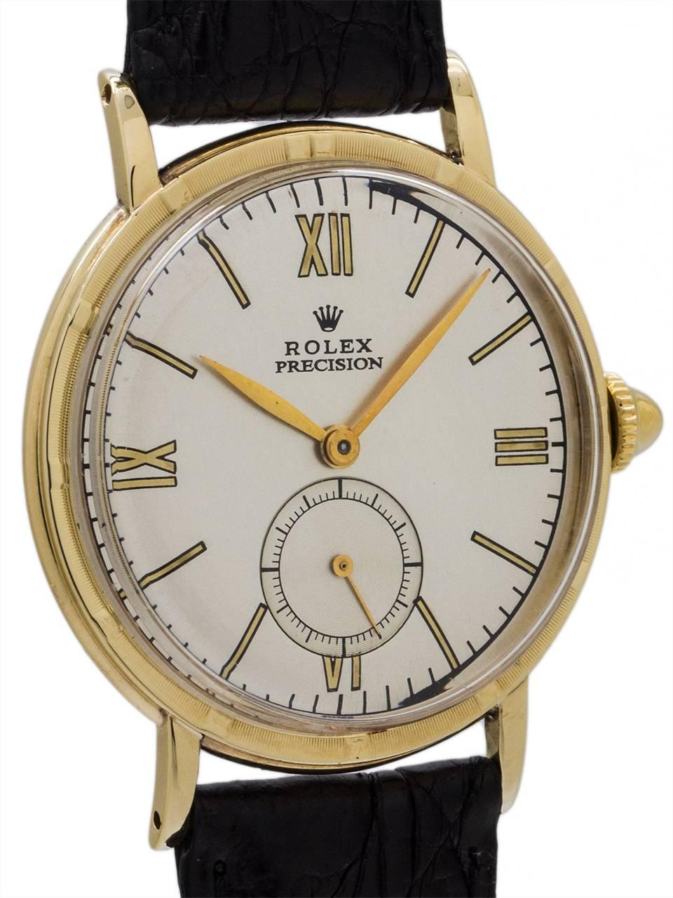 Rolex Yellow Gold Top Dress Model Manual Wind Wristwatch Ref 4325, circa 1950 In Excellent Condition In West Hollywood, CA
