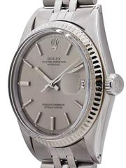 Rolex Stainless Steel Datejust Grey Pie Pan Dial Self Winding Wristwatch