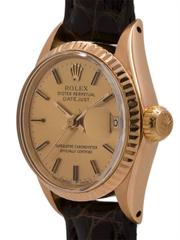 Rolex Ladies Rose Gold Datejust Self Winding Wristwatch Ref 6917, circa 1987