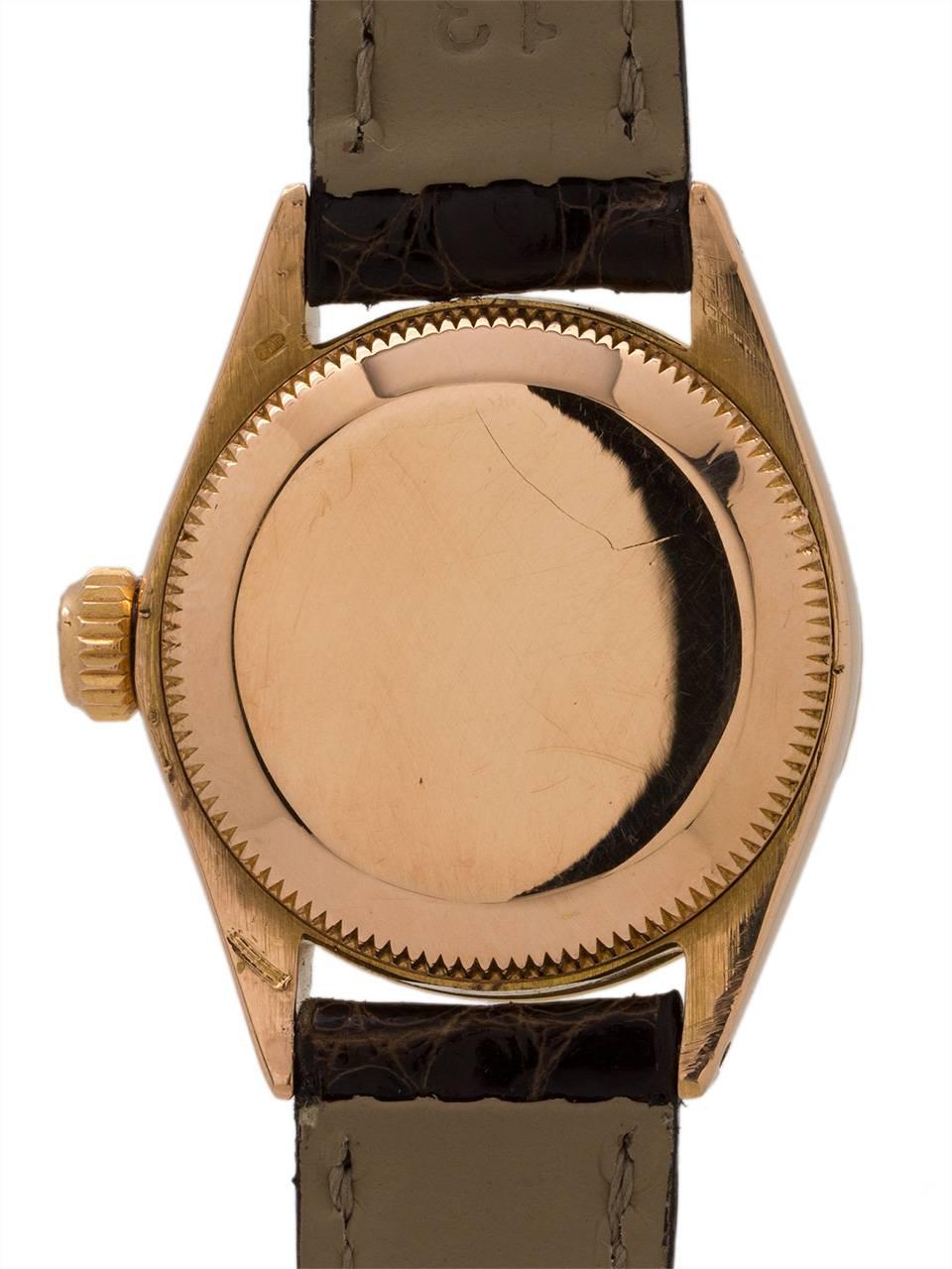 Women's Rolex Ladies Rose Gold Datejust Self Winding Wristwatch Ref 6917, circa 1987 For Sale