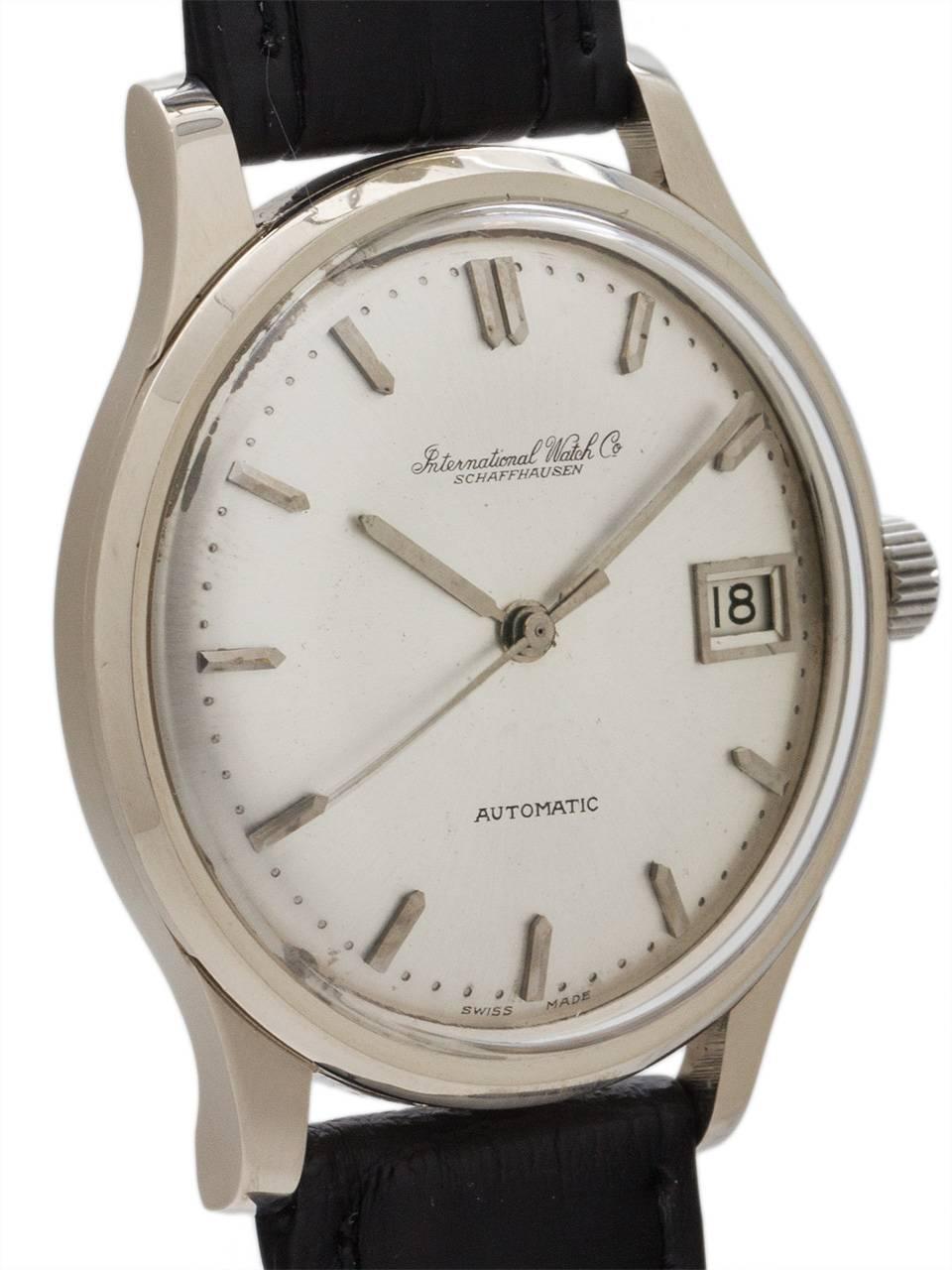 IWC Schaffhausen White Gold Date Automatic Wristwatch, circa 1964 In Excellent Condition In West Hollywood, CA