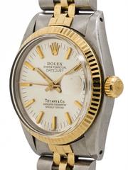 Rolex Tiffany & Co. Yellow Gold Stainless Steel Datejust Self Winding Wristwatch