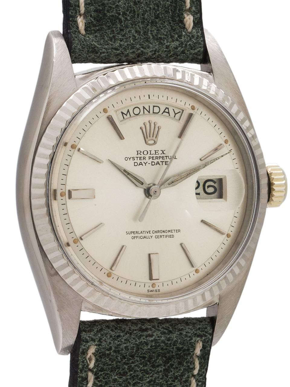 Rolex White Gold Day Date President Wristwatch Ref 1803, circa 1963 In Excellent Condition In West Hollywood, CA