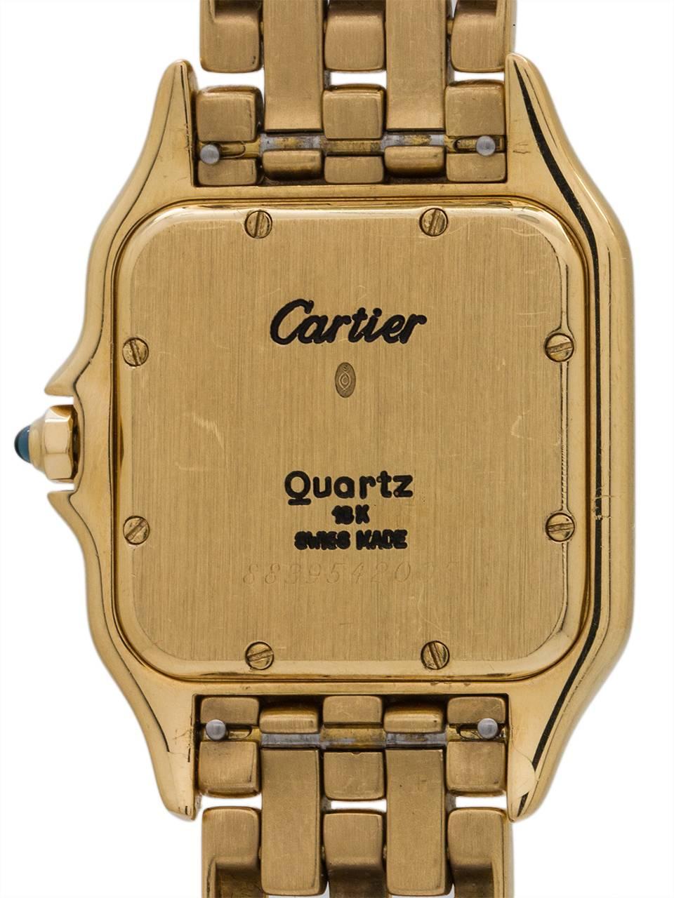 Men's Cartier Yellow Gold White Dial Panther Quartz Wristwatch, circa 1980s