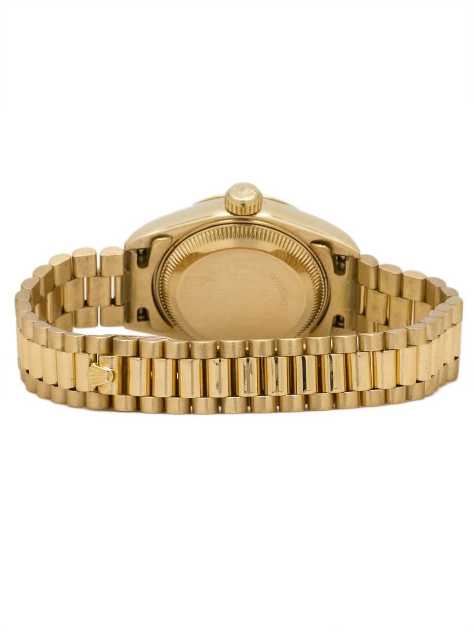 Women's Rolex Ladies yellow gold President Malachite wristwatch Ref 69178 circa 1985