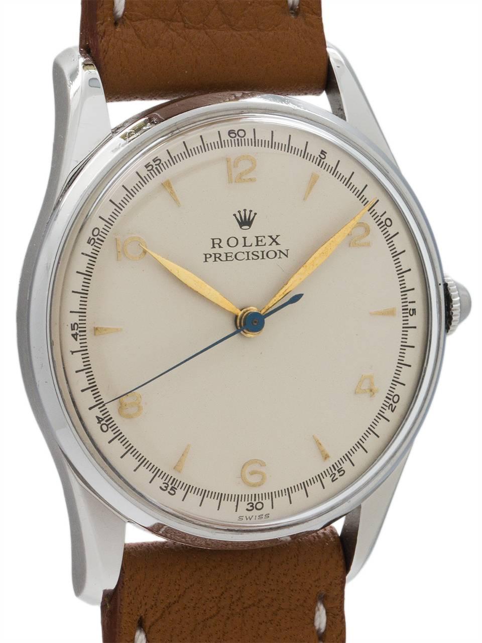 Rolex Stainless Steel Dress Model manual wind wristwatch Ref 5517, circa 1950s In Excellent Condition In West Hollywood, CA