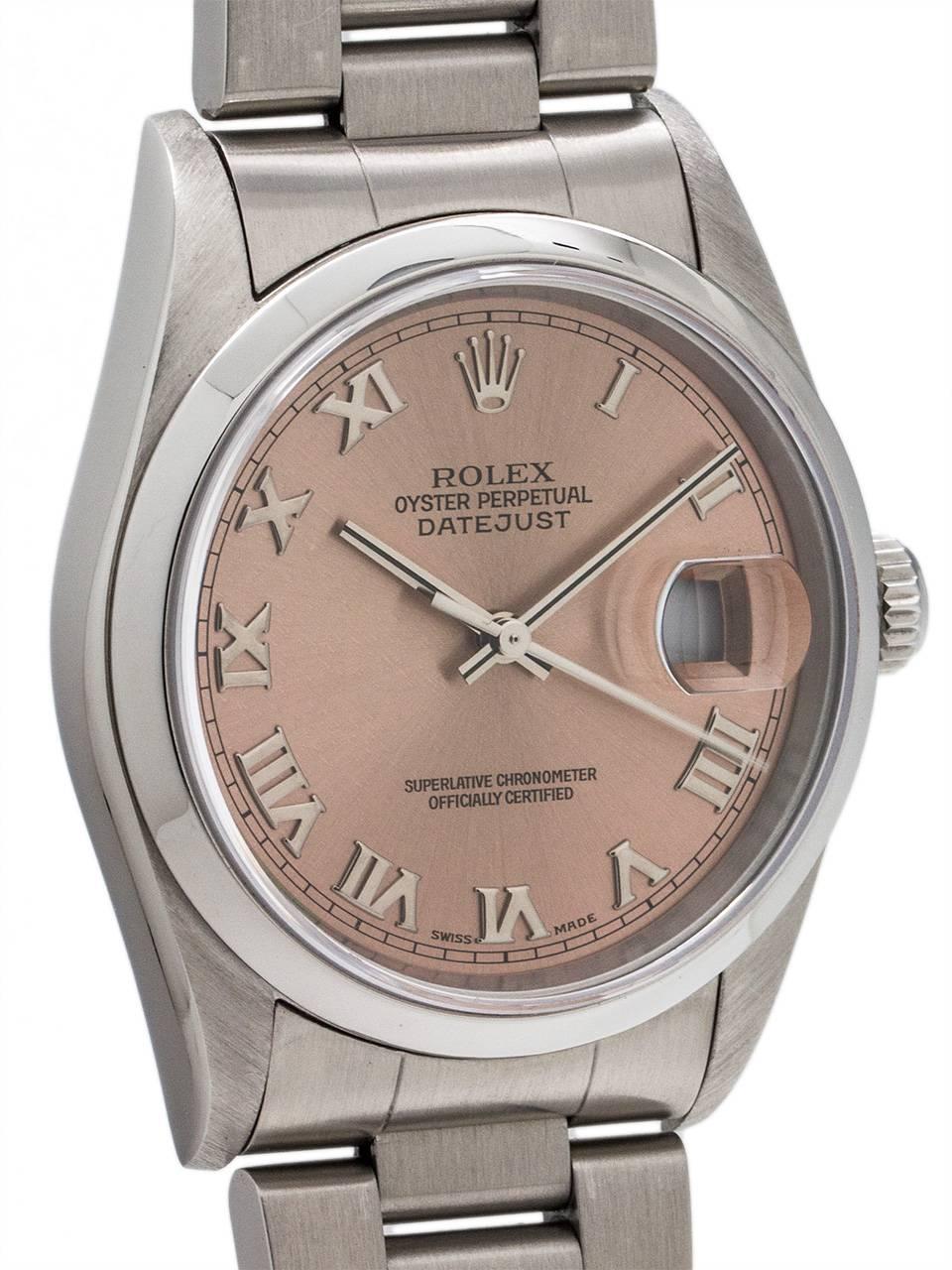 Rolex Stainless Steel Datejust Self Winding Wristwatch Ref 16200, circa 1997 In Excellent Condition In West Hollywood, CA