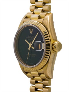Rolex Ladies Yellow Gold Datejust Onyx President Self Winding Wristwatch