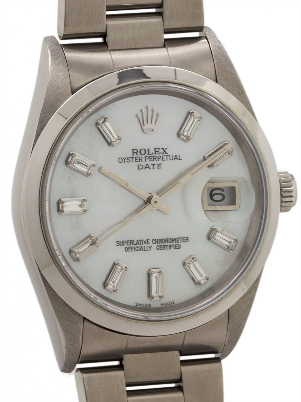 Rolex Stainless Steel Oyster Perpetual Baguette Dial Self Winding Wristwatch In Excellent Condition In West Hollywood, CA