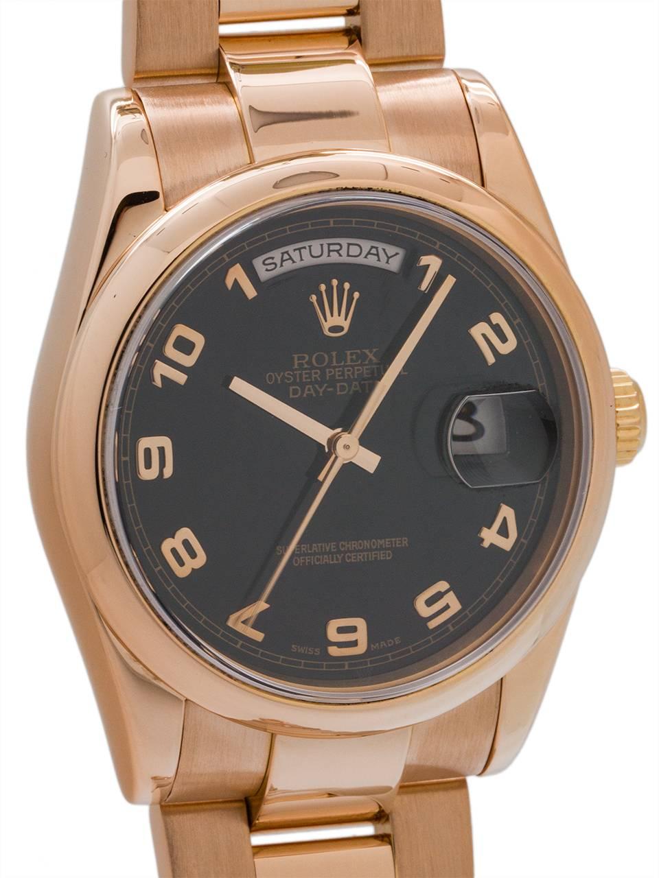 Rolex Pink Gold Oyster President Day Date Wristwatch Ref 118235, circa 2002 In Excellent Condition In West Hollywood, CA