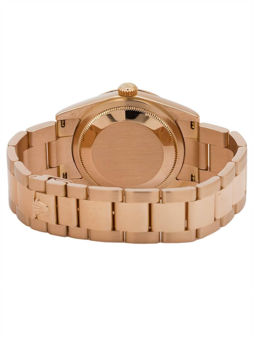 Men's Rolex Pink Gold Oyster President Day Date Wristwatch Ref 118235, circa 2002