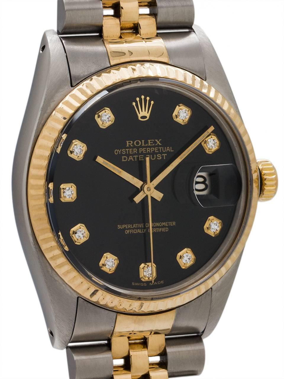 Rolex Yellow Gold Stainless Steel Datejust Ref 16013 Self Winding Wristwatch In Excellent Condition In West Hollywood, CA